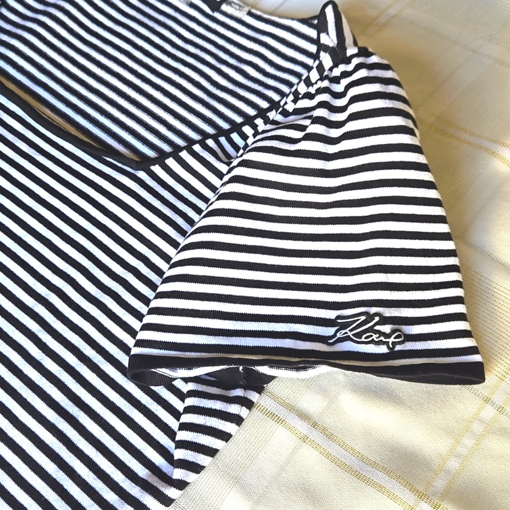 Karl Lagerfeld Black & White Striped Top - Picture 3 of 8